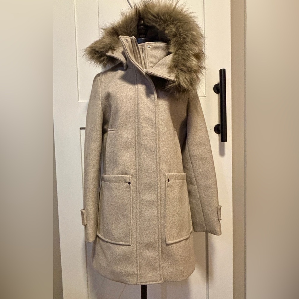 Nine West Wool Coat with Faux Fur Detachable Hood - XS